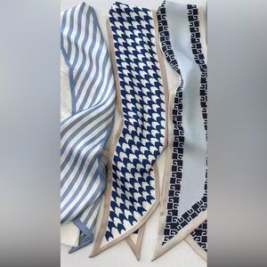 Blue and White Patterned set of 3 Twilly